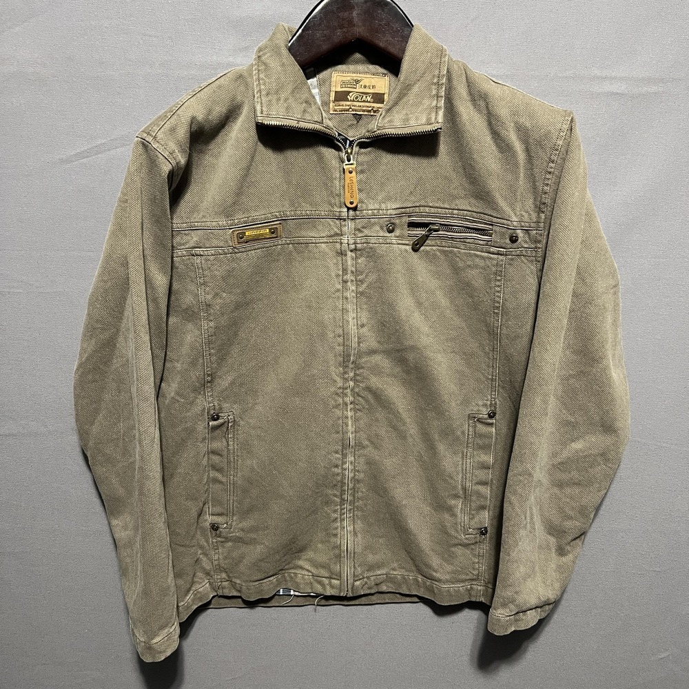 Volan Jacket‎ Womens Medium Green Canvas Plaid Lined Full Zip Workwear Jacket